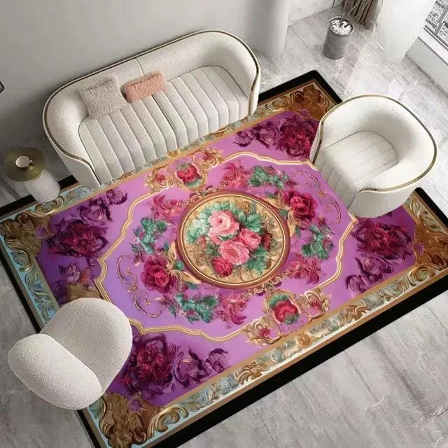 Luxury Baroque European Carpet Hotel Grade Soft Rug for Kids Bedroom Lounge -
