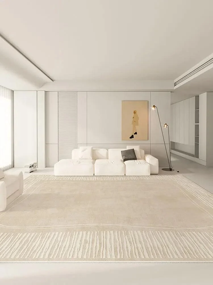 Luxury Beige Soft Large Area Rug Carpets Comfortable Bedroom -