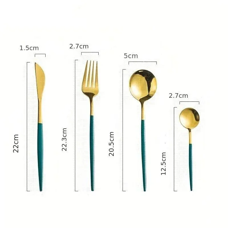 Luxury Cutlery Set - 24 Pieces - Gold-colored Stainless Steel - Knife, Fork, Spoon - Kitchen Supplies -  - #tag1#