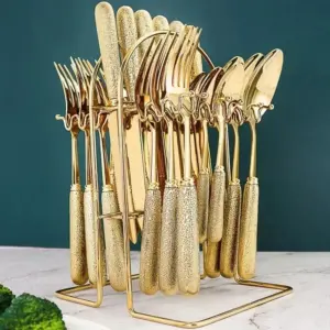 Luxury Cutlery Set - Stainless Steel - Silver/Gold - Knives, Forks, Spoons, Teaspoons