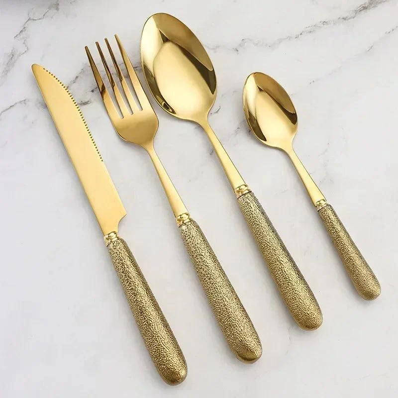 Luxury Cutlery Set - Stainless Steel - Silver/Gold - Knives, Forks, Spoons, Teaspoons -  - #tag1#
