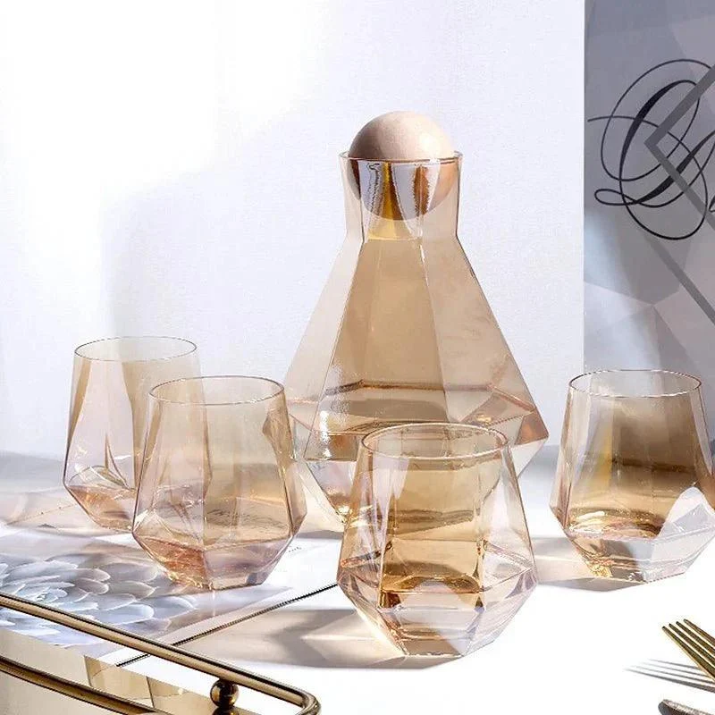 Luxury Diamond Shape Crystal Decanter & Glasses Set -  - #tag1#