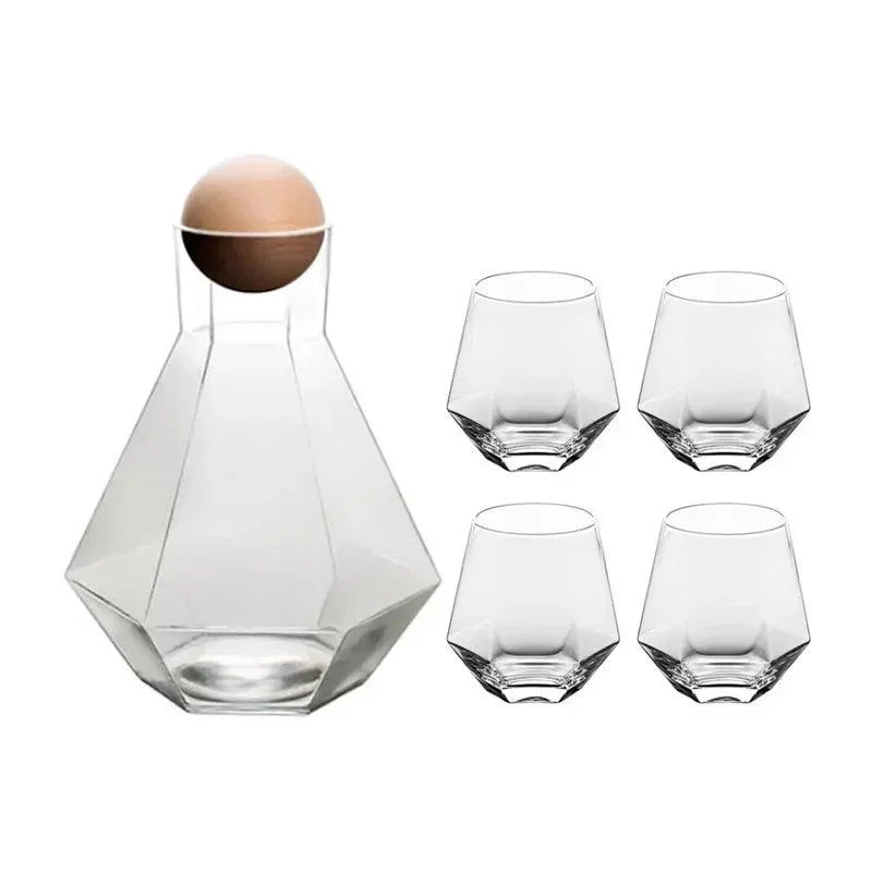 Luxury Diamond Shape Crystal Decanter & Glasses Set -  - #tag1#