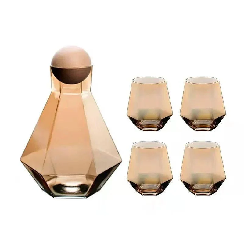 Luxury Diamond Shape Crystal Decanter & Glasses Set -  - #tag1#