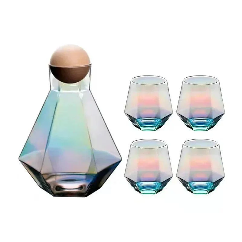 Luxury Diamond Shape Crystal Decanter & Glasses Set -  - #tag1#