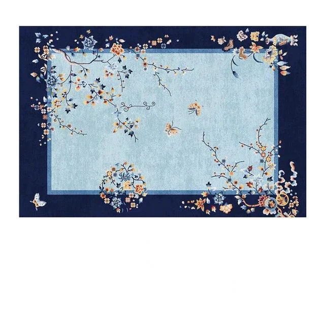 Luxury European Blue Large Area Rug Living Room Carpet Decoration -