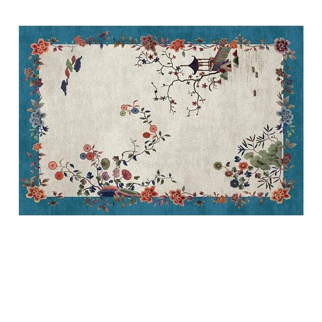 Luxury European Blue Large Area Rug Living Room Carpet Decoration -