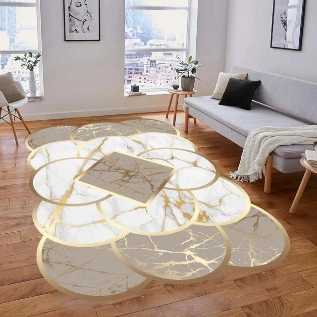 Luxury European Gold-Trimmed Area Rugs - Large Washable Carpets for Living Room and Bedroom -