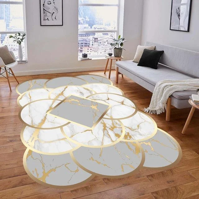 Luxury European Gold-Trimmed Area Rugs - Large Washable Carpets for Living Room and Bedroom -
