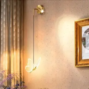 Luxury Gold Butterfly LED Lighting Wall Lamp Minimalist Bedroom