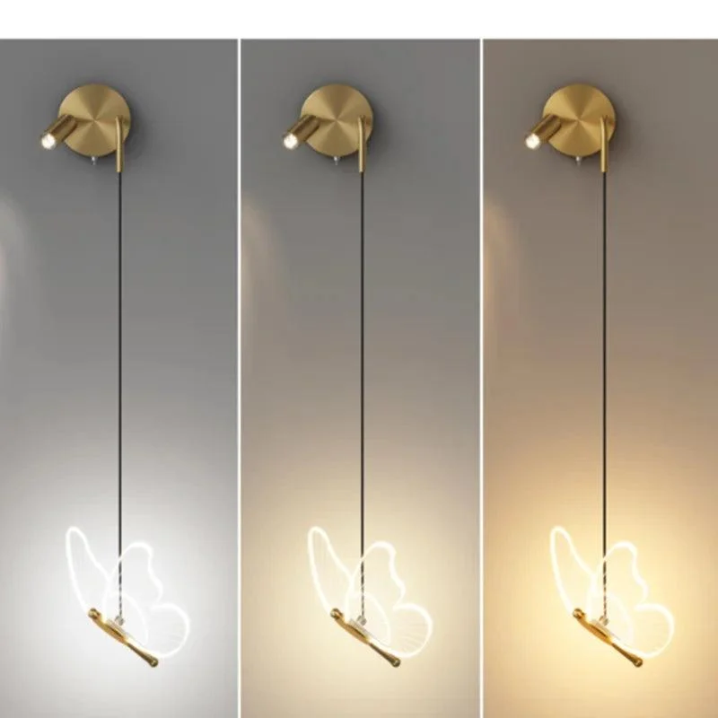 Luxury Gold Butterfly LED Lighting Wall Lamp Minimalist Bedroom -
