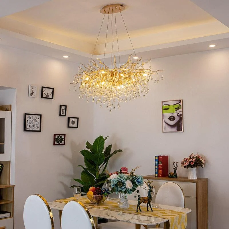 Luxury Gold Crystal Lighting Chandeliers Branches Crystal for Living Room Home Decor -