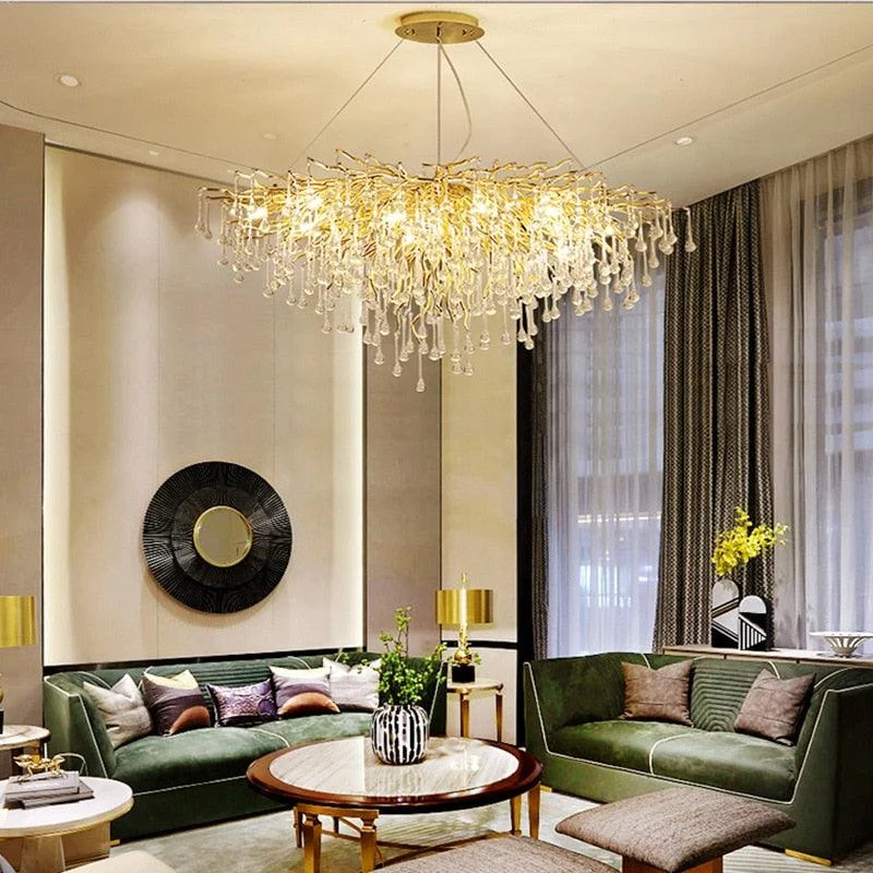 Luxury Gold Crystal Lighting Chandeliers Branches Crystal for Living Room Home Decor -