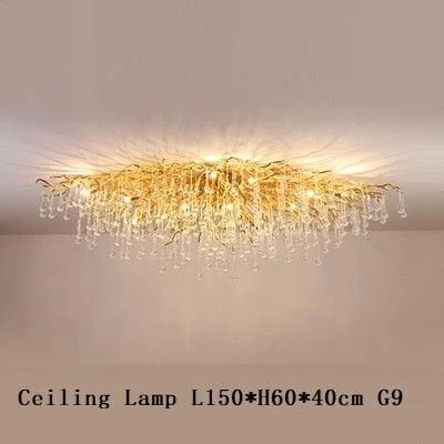 Luxury Gold Crystal Lighting Chandeliers Branches Crystal for Living Room Home Decor -