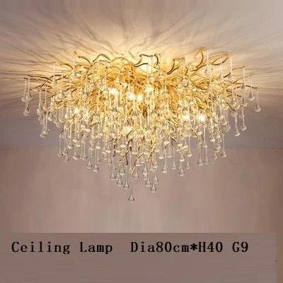 Luxury Gold Crystal Lighting Chandeliers Branches Crystal for Living Room Home Decor -