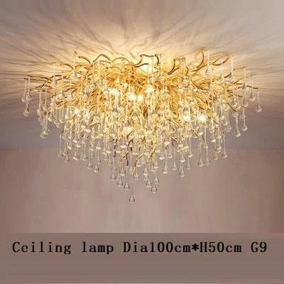Luxury Gold Crystal Lighting Chandeliers Branches Crystal for Living Room Home Decor -