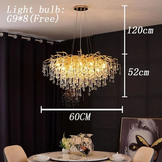 Luxury Gold Crystal Lighting Chandeliers Branches Crystal for Living Room Home Decor -