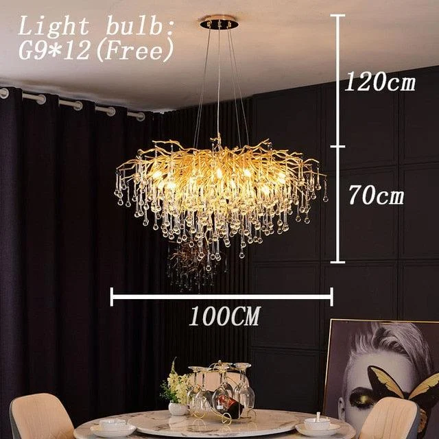 Luxury Gold Crystal Lighting Chandeliers Branches Crystal for Living Room Home Decor -