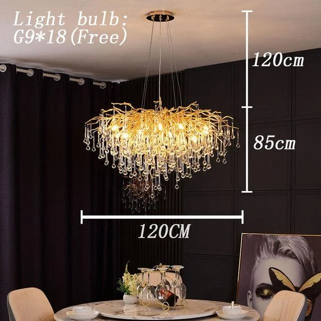 Luxury Gold Crystal Lighting Chandeliers Branches Crystal for Living Room Home Decor -