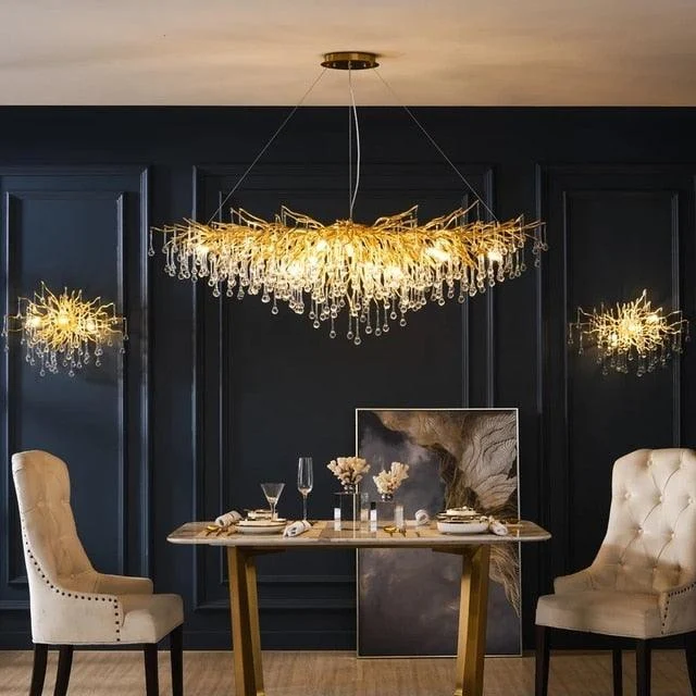 Luxury Gold Crystal Lighting Chandeliers Branches Crystal for Living Room Home Decor -