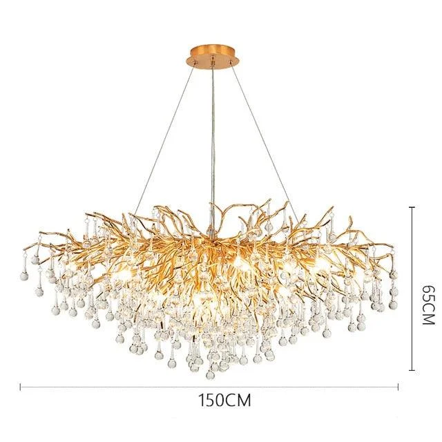 Luxury Gold Crystal Lighting Chandeliers Branches Crystal for Living Room Home Decor -