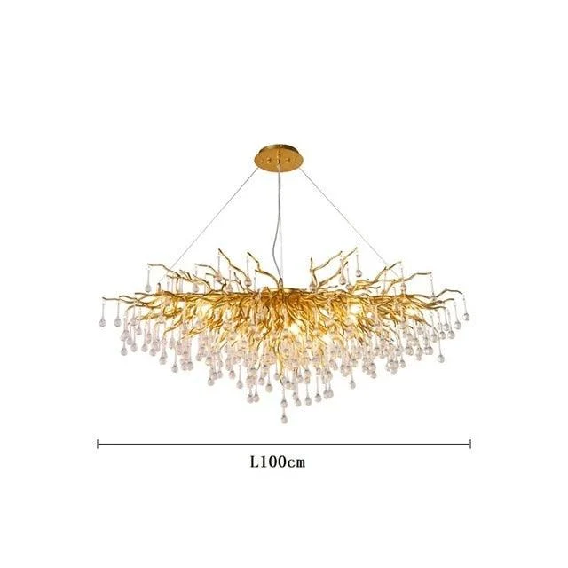 Luxury Gold Crystal Lighting Chandeliers Branches Crystal for Living Room Home Decor -