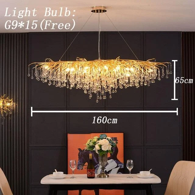 Luxury Gold Crystal Lighting Chandeliers Branches Crystal for Living Room Home Decor -