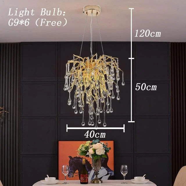 Luxury Gold Crystal Lighting Chandeliers Branches Crystal for Living Room Home Decor -