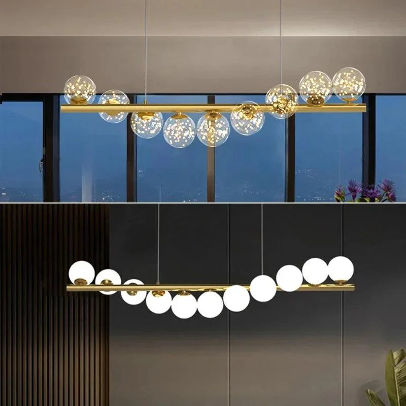 Luxury Modern Gold Glass Ball Led Ceiling Chandelier Lighting Dining Room -