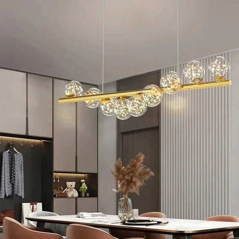 Luxury Modern Gold Glass Ball Led Ceiling Chandelier Lighting Dining Room -