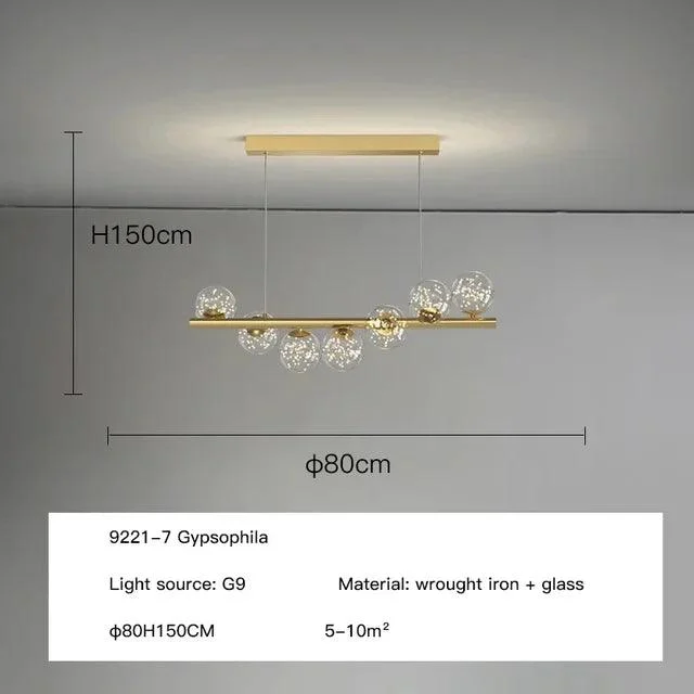 Luxury Modern Gold Glass Ball Led Ceiling Chandelier Lighting Dining Room -