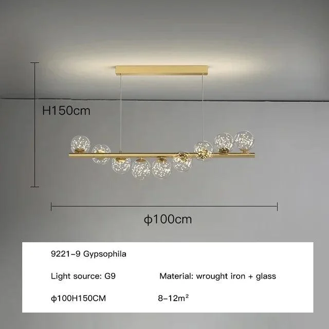 Luxury Modern Gold Glass Ball Led Ceiling Chandelier Lighting Dining Room -