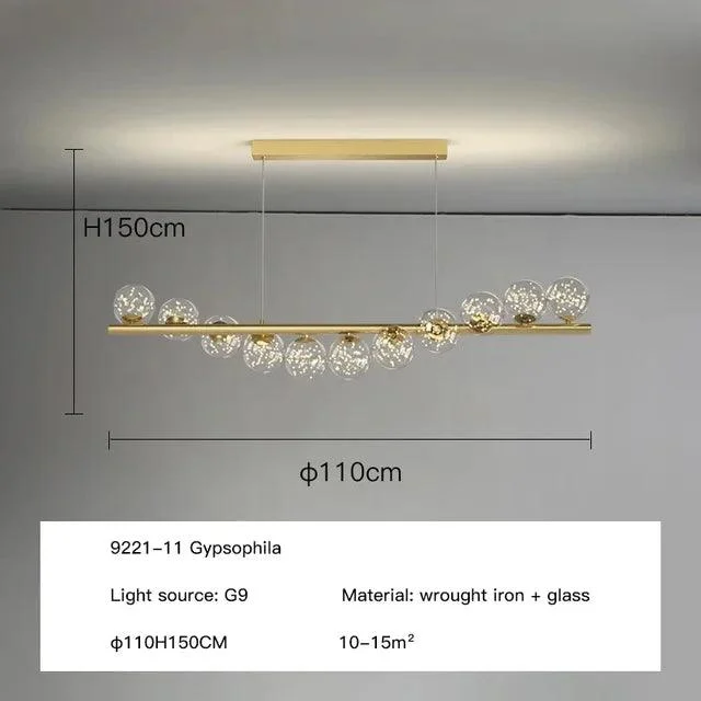 Luxury Modern Gold Glass Ball Led Ceiling Chandelier Lighting Dining Room -