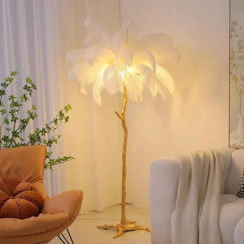 Luxury Nordic Ostrich Feather LED Floor Lamp -  - #tag1#