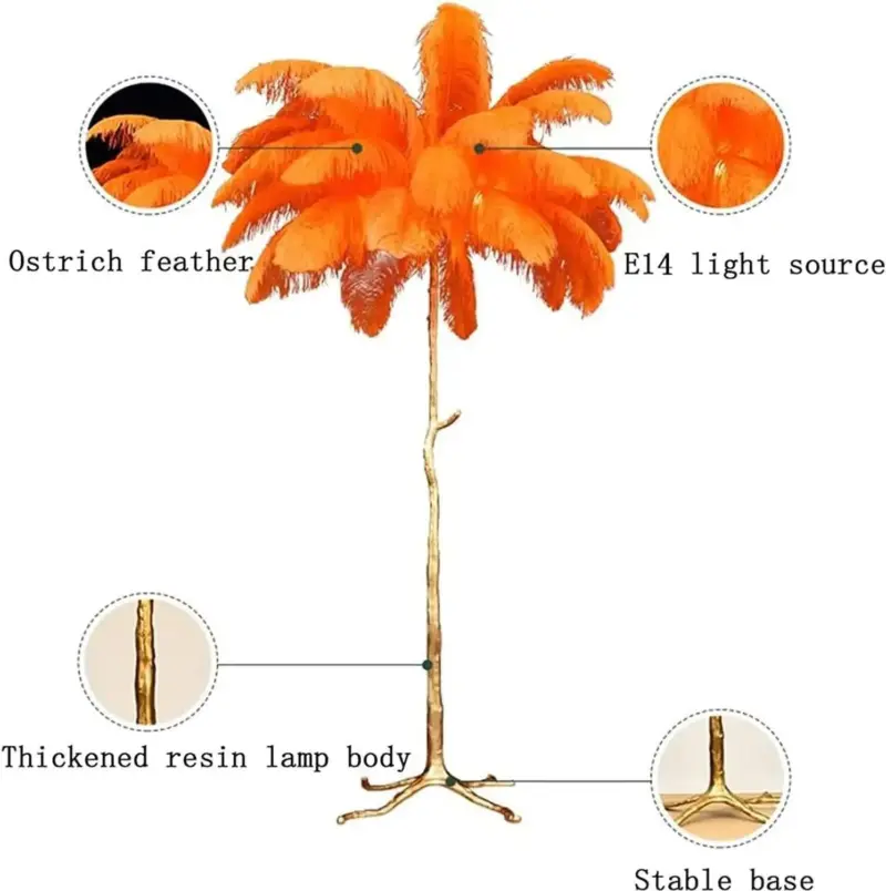 Luxury Nordic Ostrich Feather LED Floor Lamp tag1