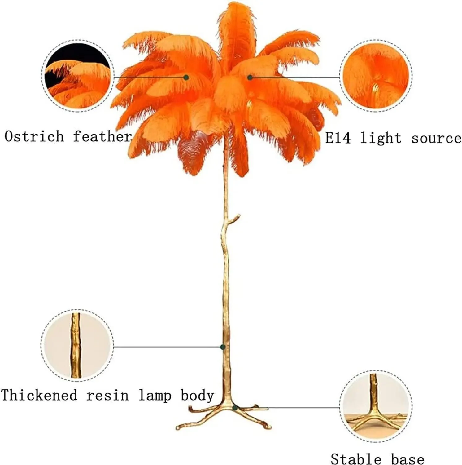 Luxury Nordic Ostrich Feather LED Floor Lamp -  - #tag1#