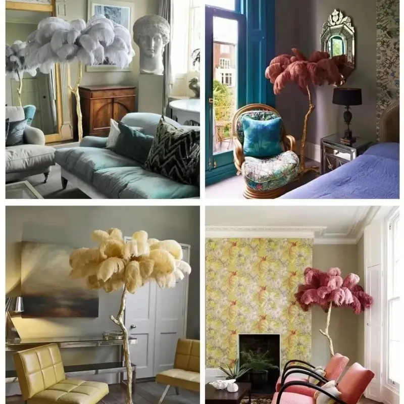 Luxury Nordic Ostrich Feather LED Floor Lamp tag1