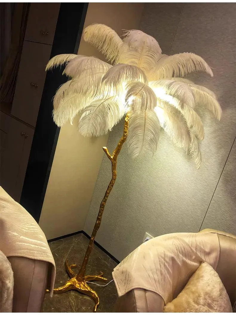 Luxury Nordic Ostrich Feather LED Floor Lamp -  - #tag1#
