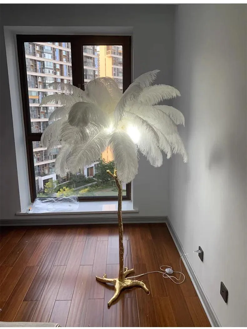 Luxury Nordic Ostrich Feather LED Floor Lamp -  - #tag1#