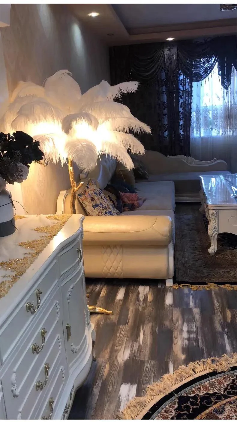 Luxury Nordic Ostrich Feather LED Floor Lamp -  - #tag1#