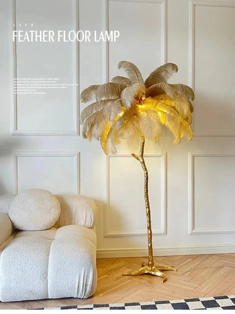Luxury Nordic Ostrich Feather LED Floor Lamp -  - #tag1#