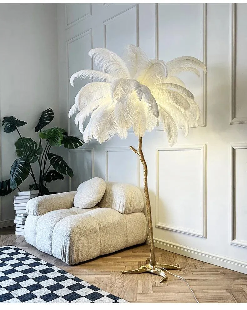 Luxury Nordic Ostrich Feather LED Floor Lamp -  - #tag1#