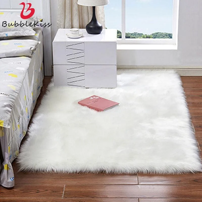 Luxury Rectangle Artificial Wool Sheepskin Soft Fluffy Area Rug ur Carpet -  - #tag1#