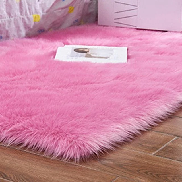 Luxury Rectangle Artificial Wool Sheepskin Soft Fluffy Area Rug ur Carpet -  - #tag1#