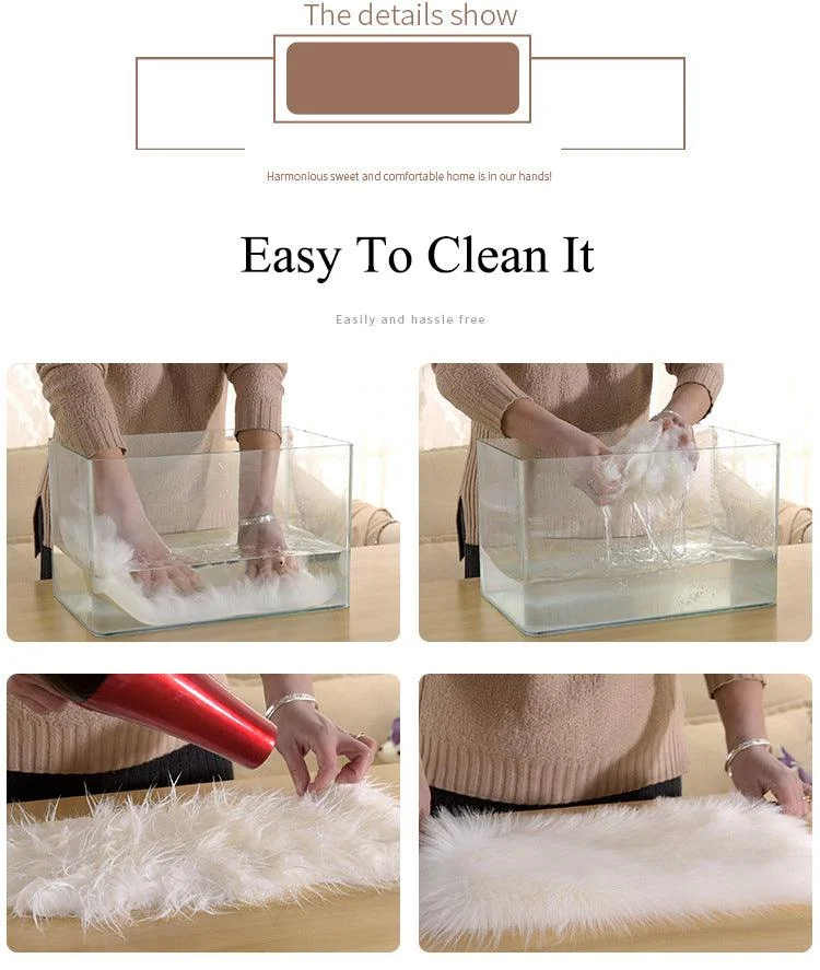 Luxury Rectangle Artificial Wool Sheepskin Soft Fluffy Area Rug ur Carpet -  - #tag1#