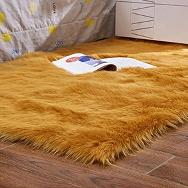 Luxury Rectangle Artificial Wool Sheepskin Soft Fluffy Area Rug ur Carpet -  - #tag1#
