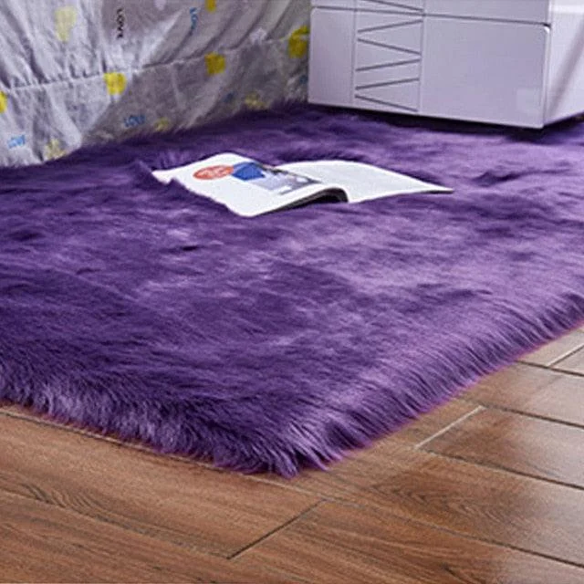 Luxury Rectangle Artificial Wool Sheepskin Soft Fluffy Area Rug ur Carpet -  - #tag1#