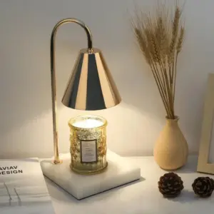 Luxury Romantic Gold Marble Candle Warmer Lighting Lamps for Bedroom