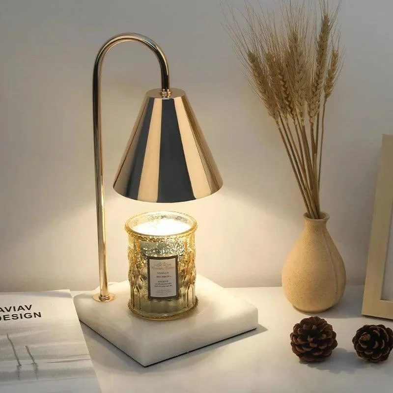 Luxury Romantic Gold Marble Candle Warmer Lighting Lamps for Bedroom -