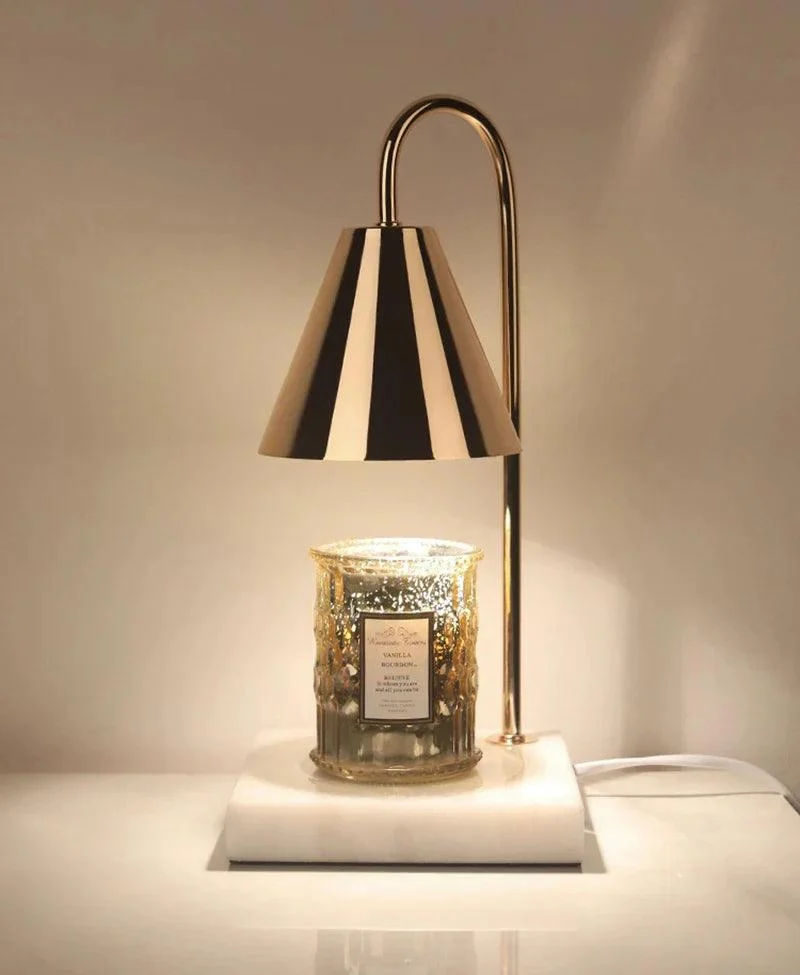 Luxury Romantic Gold Marble Candle Warmer Lighting Lamps for Bedroom -